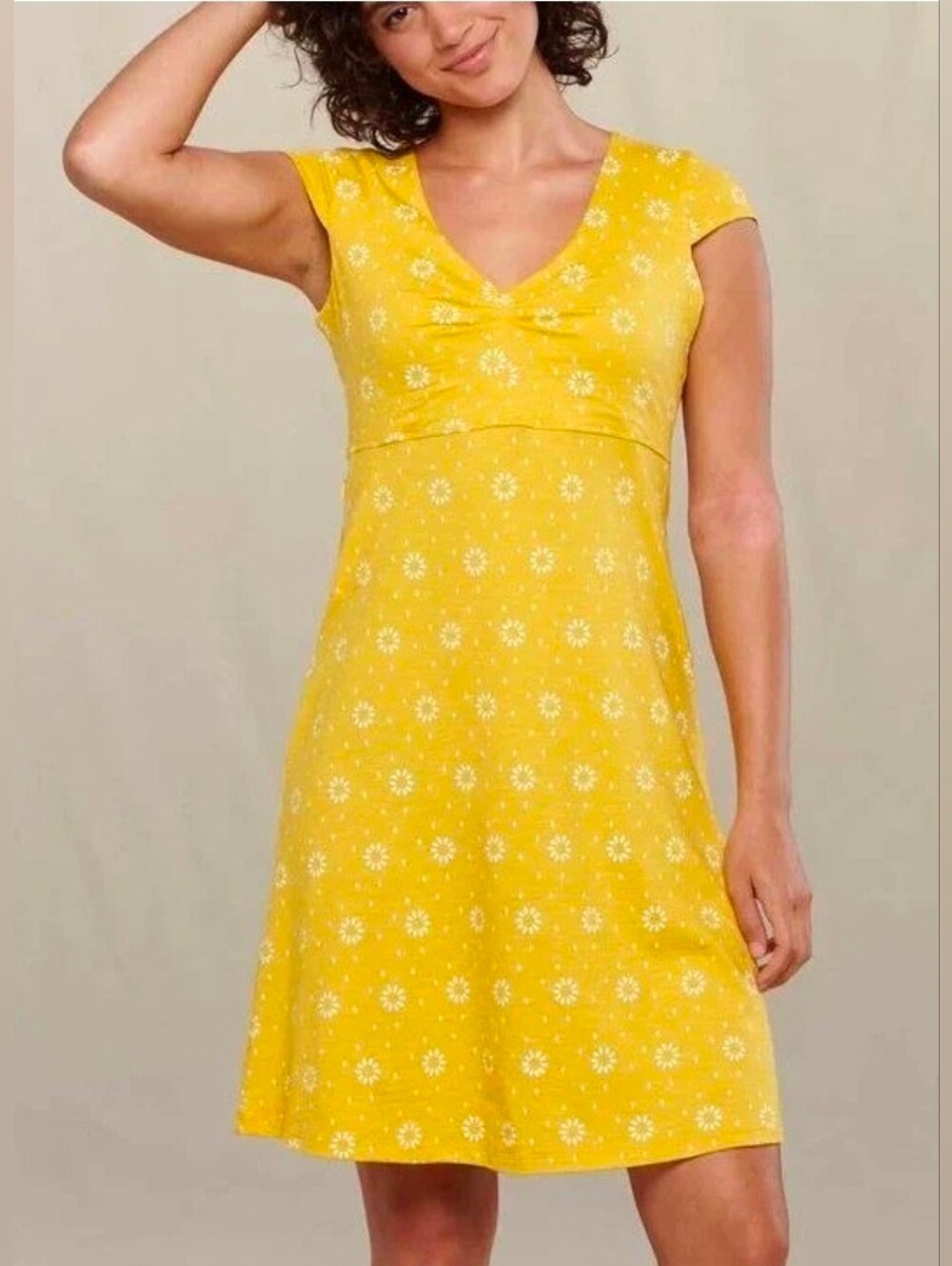Toad&Co Rosemarie Dress Small S Yellow Floral Daisy Boho Sustainable Cottagecore